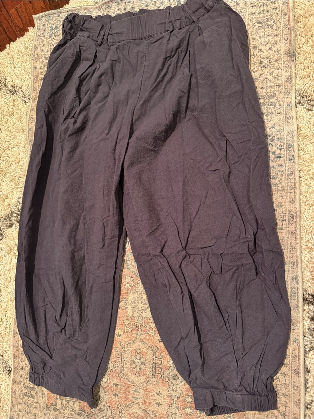 Free People Dark Charcoal barrel pants.